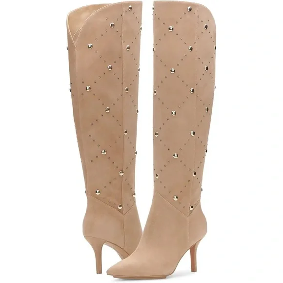 NWT Vince Camuto Suede Fimulie over the Studded Knee Boots Size 6.5 - Picture 3 of 11